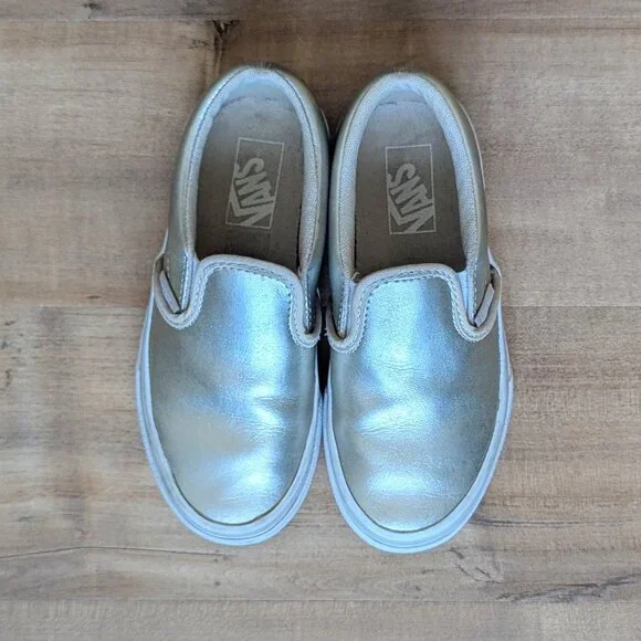 VANS Classic Leather Metallic Slip-Ons - Size 12 Little Kid - Picture 3 of 8
